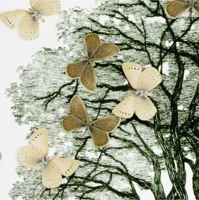 Dawn Wolfe - Tree w/Moth Cutouts: Elder - Dawn Wolfe Design - Green