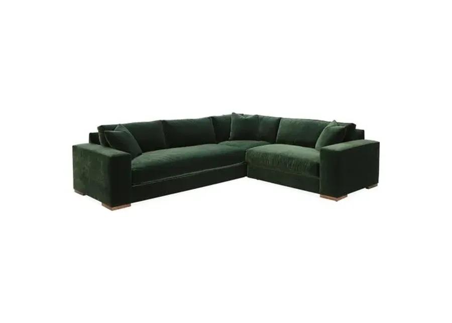 Mandel Velvet RF Sectional - Green