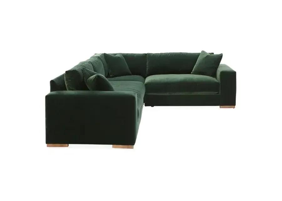 Mandel Velvet RF Sectional - Green