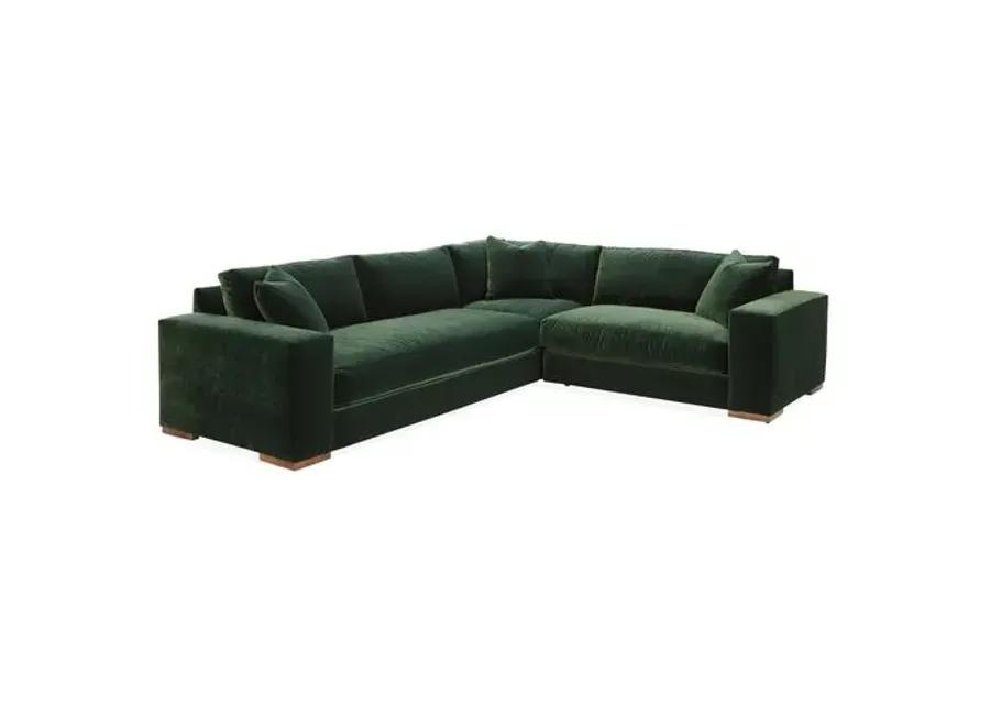 Mandel Velvet RF Sectional - Green