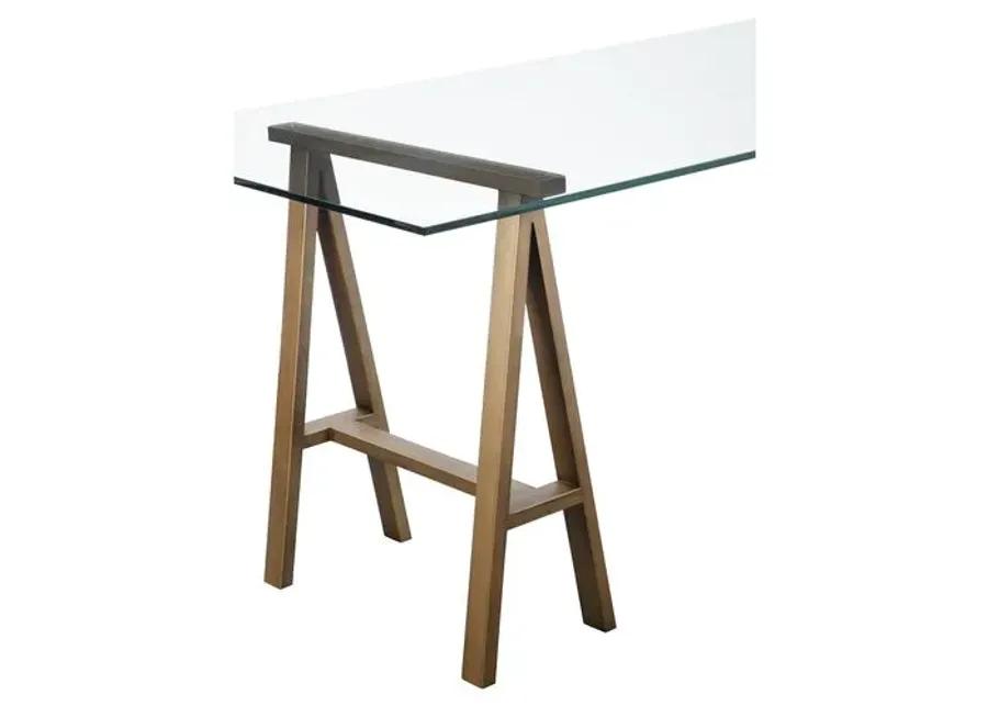 Brady Desk - Brushed Brass - Gold