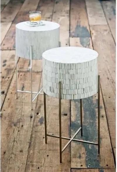 Drum Side Table - Polished Nickel - Regina Andrew - White