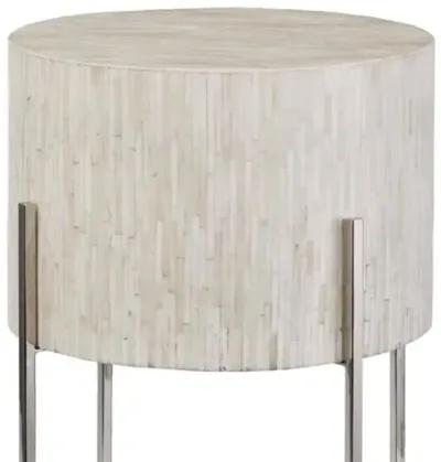 Drum Side Table - Polished Nickel - Regina Andrew - White