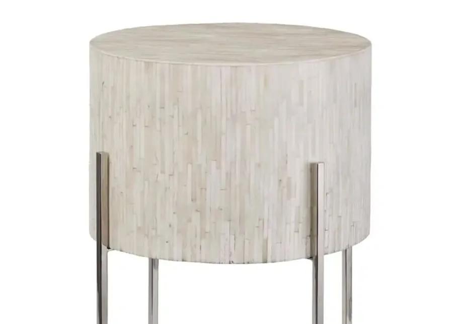 Drum Side Table - Polished Nickel - Regina Andrew - White