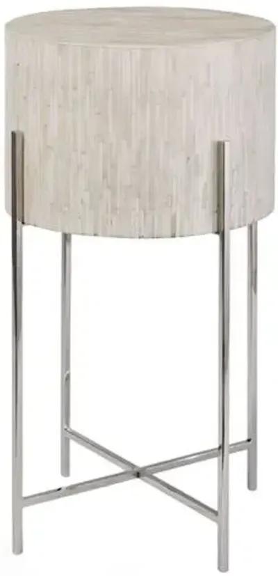 Drum Side Table - Polished Nickel - Regina Andrew - White