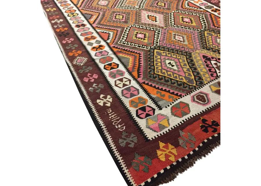 Turkish Kilim Runner - 5'9" x 14'7" - red