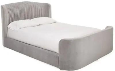 Clio Velvet Panel Bed - Gray - Upholstered, Mattress, Box Spring Required