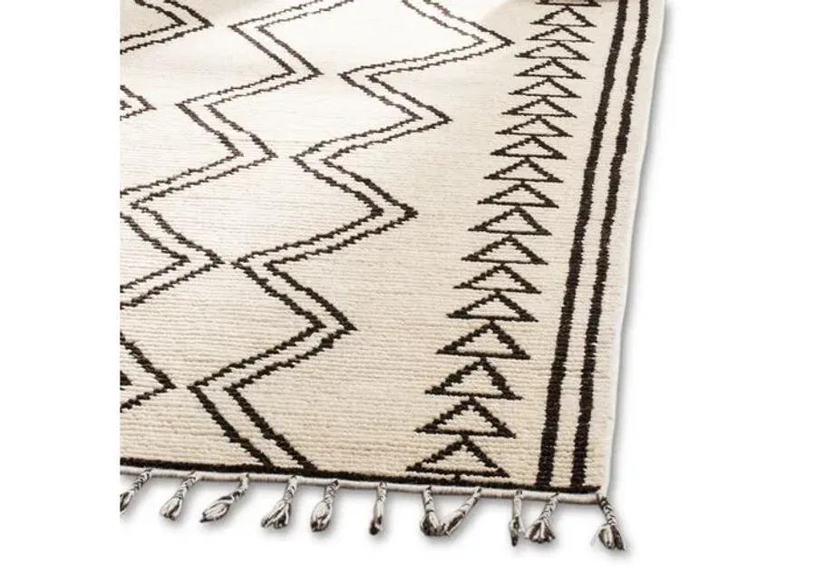 Mulvey Hand-Knotted Rug - Ivory/Black - Beige - Beige