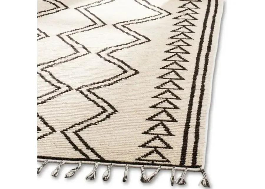 Mulvey Hand-Knotted Rug - Ivory/Black - Beige - Beige