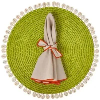 Set of 4 Shelby Place Mats - Green/Ivory - Mode Living