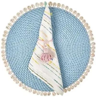 Set of 4 Shelby Place Mats - Light Blue/Ivory - Mode Living