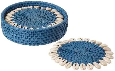 Set of 4 Shelby Coasters - Blue/Ivory - Mode Living