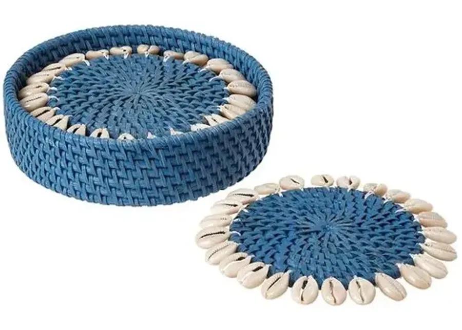 Set of 4 Shelby Coasters - Blue/Ivory - Mode Living