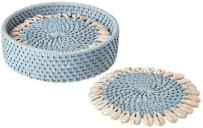 Set of 4 Shelby Coasters - Light Blue/Ivory - Mode Living