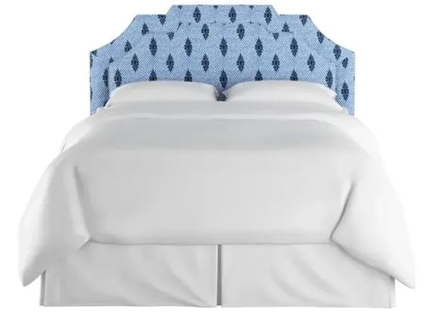 Lola Headboard - Navy Boca Medallion - Handcrafted - Blue