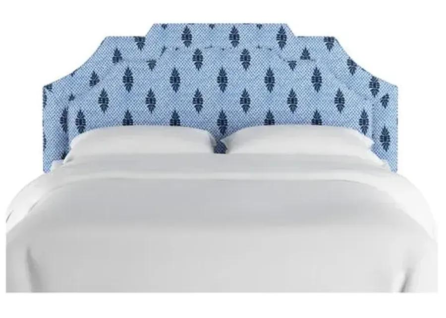 Lola Headboard - Navy Boca Medallion - Handcrafted - Blue