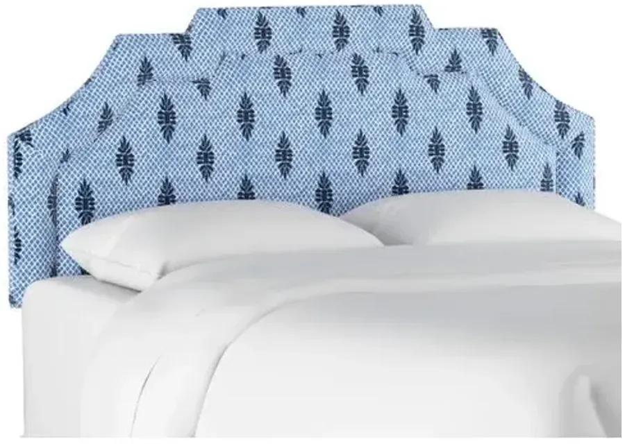 Lola Headboard - Navy Boca Medallion - Handcrafted - Blue