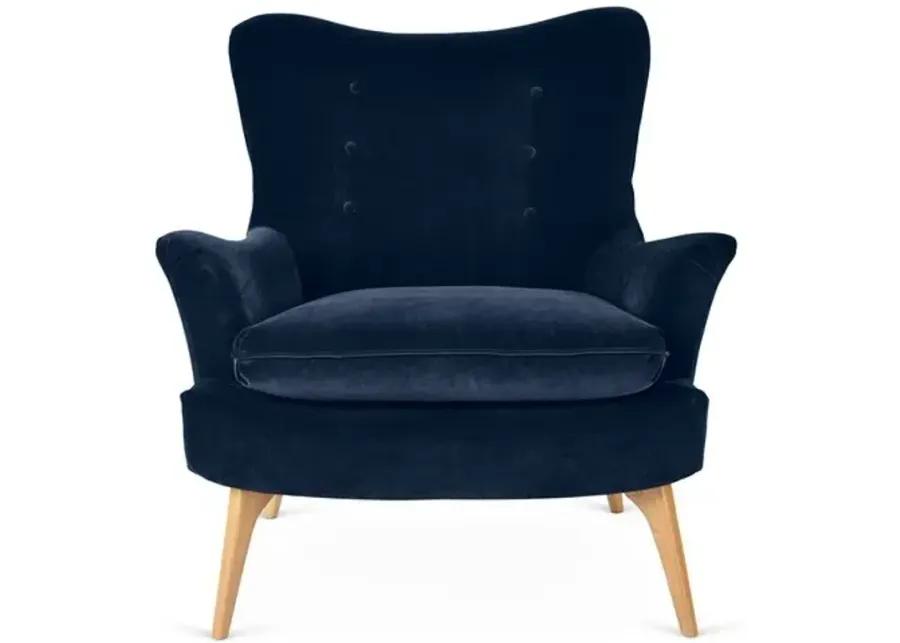 Sonja Accent Chair - Velvet - Kim Salmela - Handcrafted - Blue, Comfortable, Durable