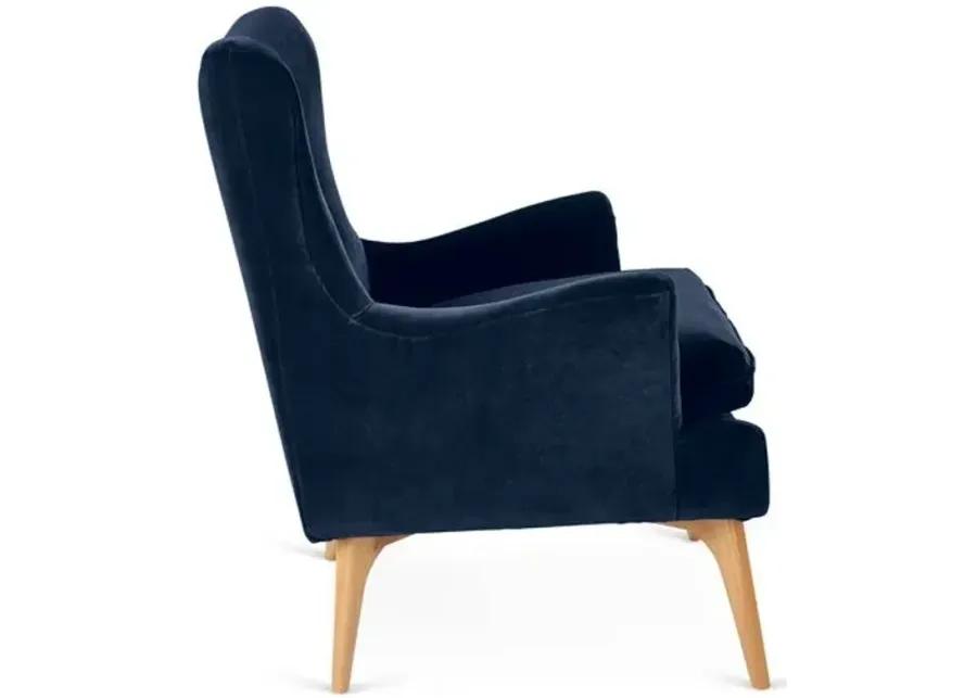 Sonja Accent Chair - Velvet - Kim Salmela - Handcrafted - Blue, Comfortable, Durable