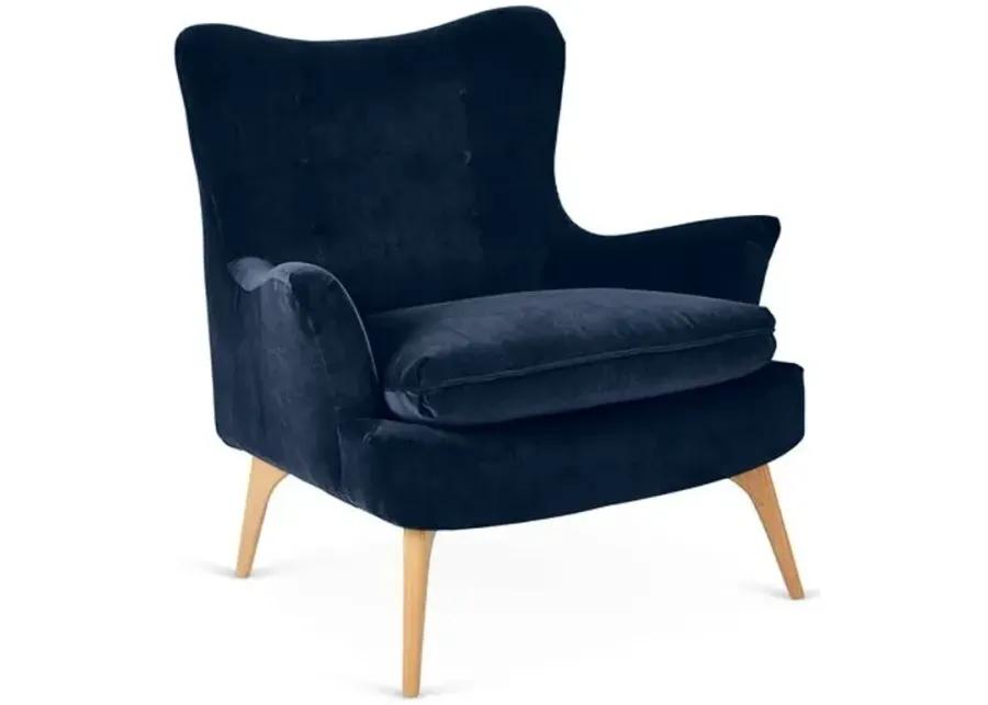 Sonja Accent Chair - Velvet - Kim Salmela - Handcrafted - Blue, Comfortable, Durable