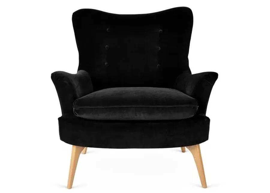 Sonja Accent Chair - Velvet - Kim Salmela - Handcrafted - Black, Comfortable, Durable