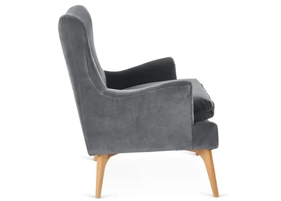 Sonja Accent Chair - Velvet - Kim Salmela - Handcrafted - Gray, Comfortable, Durable