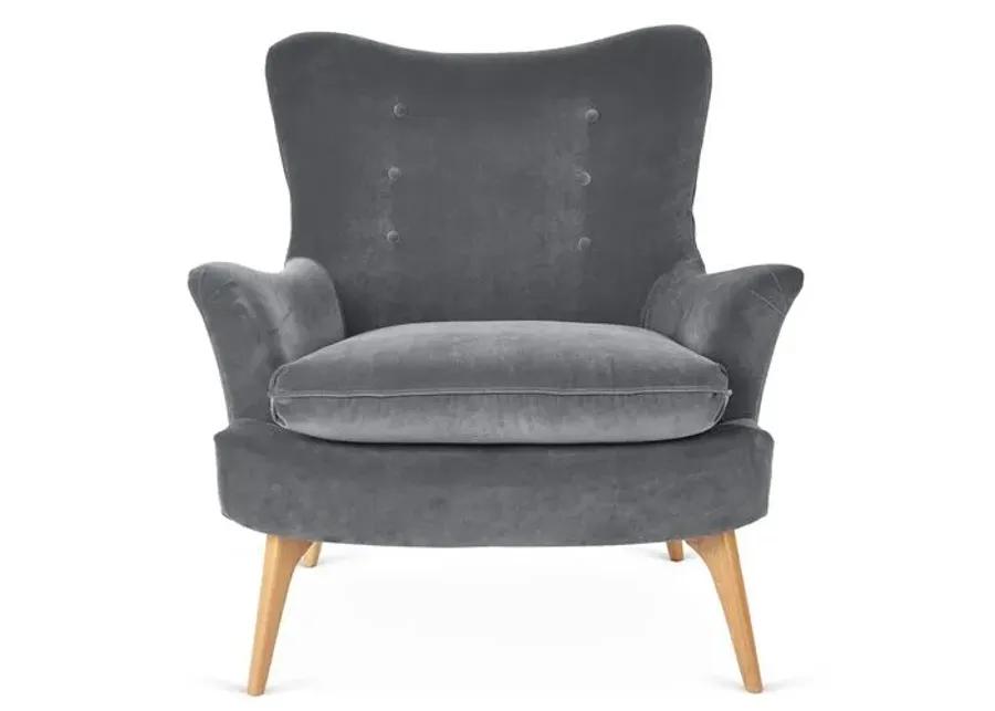 Sonja Accent Chair - Velvet - Kim Salmela - Handcrafted - Gray, Comfortable, Durable