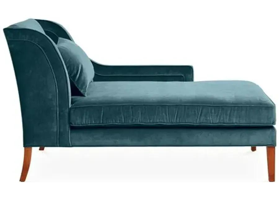 Roslin Right-Facing Chaise - Teal Velvet - Blue - Comfortable, Sturdy, Stylish