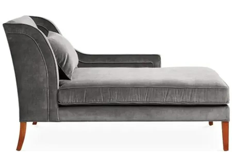 Roslin Right-Facing Chaise - Light Gray Velvet - Comfortable, Sturdy, Stylish