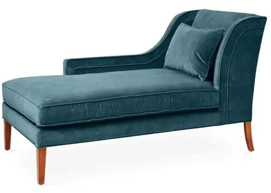 Roslin Left-Facing Chaise - Teal Velvet - Blue - Comfortable, Sturdy, Stylish