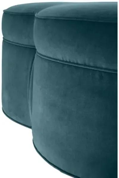 Portsmouth Upholstered Ottoman - Teal Velvet - Blue