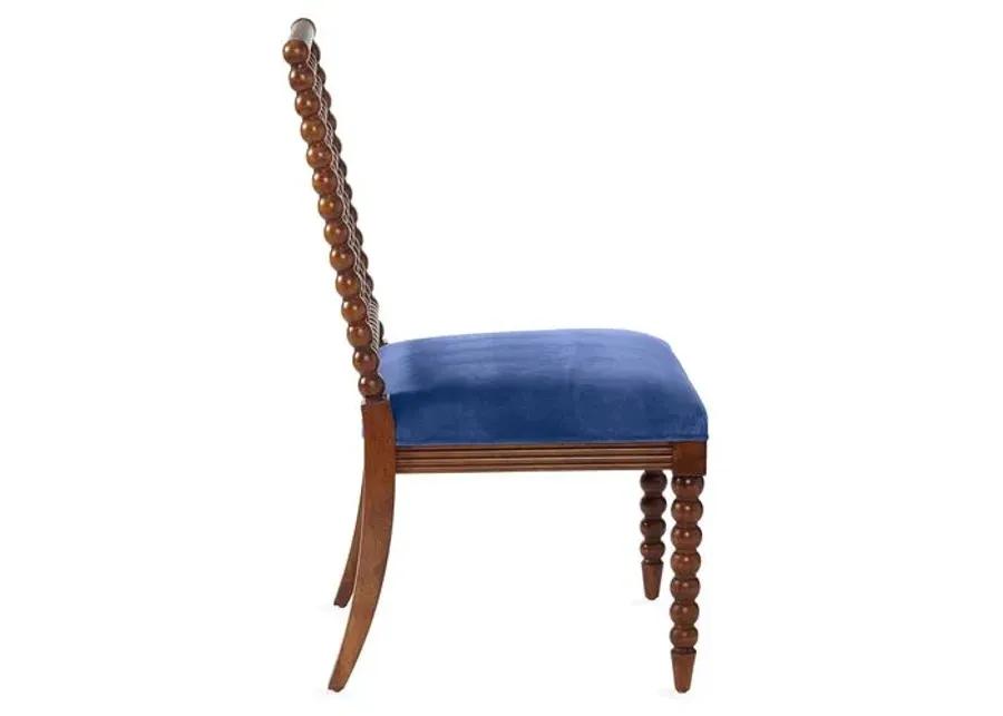 Barton Spindle Side Chair - Cobalt Velvet - Blue