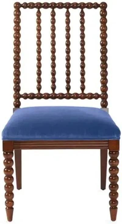 Barton Spindle Side Chair - Cobalt Velvet - Blue