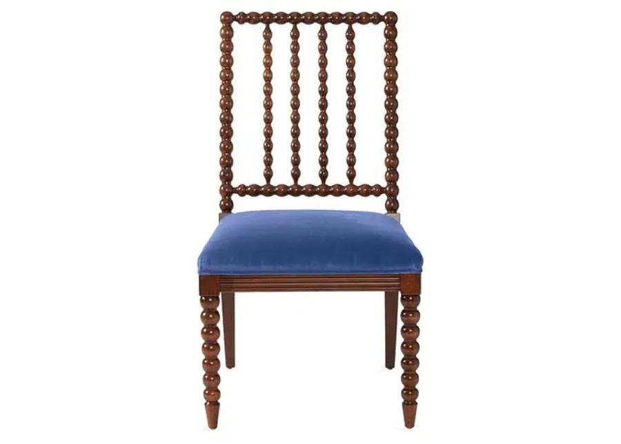 Barton Spindle Side Chair - Cobalt Velvet - Blue