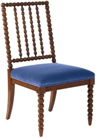 Barton Spindle Side Chair - Cobalt Velvet - Blue