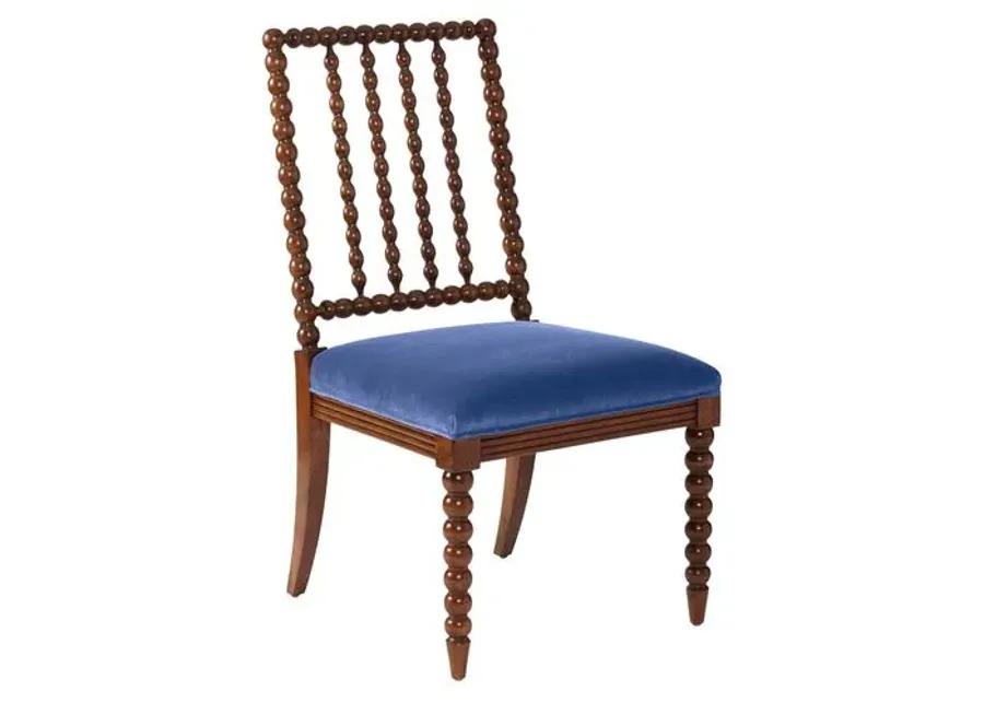 Barton Spindle Side Chair - Cobalt Velvet - Blue