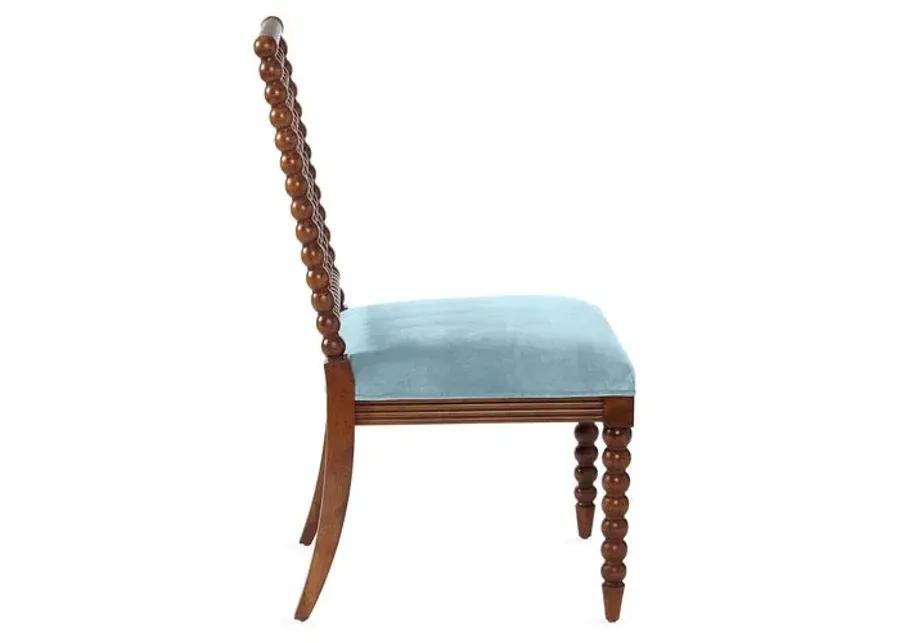 Barton Spindle Side Chair - Sky Blue Velvet