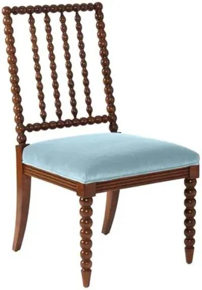 Barton Spindle Side Chair - Sky Blue Velvet