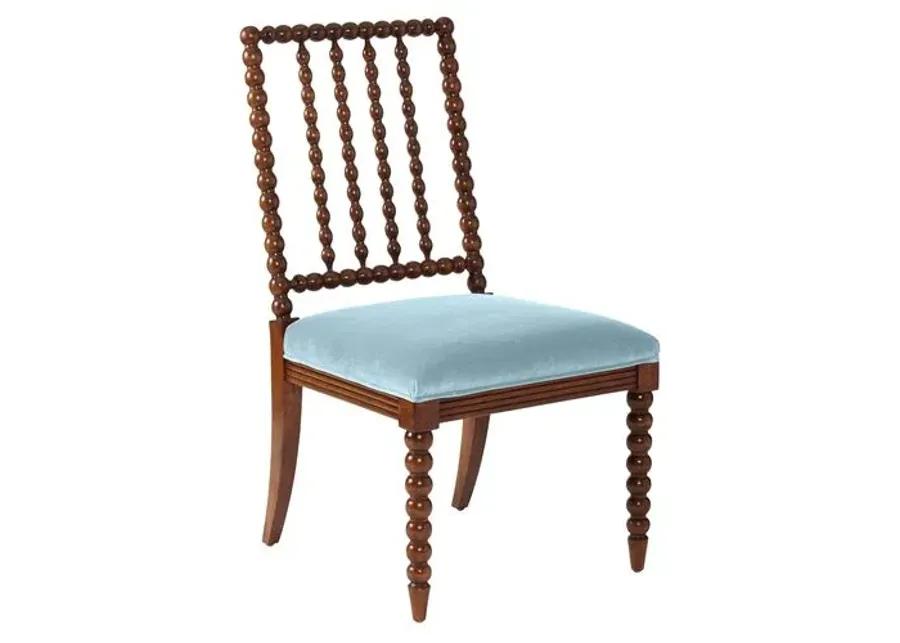 Barton Spindle Side Chair - Sky Blue Velvet