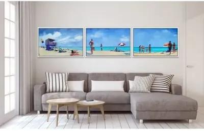 Painting - T.S. Harris - Beach Day Triptych - Blue