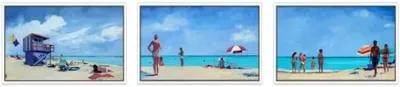 Painting - T.S. Harris - Beach Day Triptych - Blue