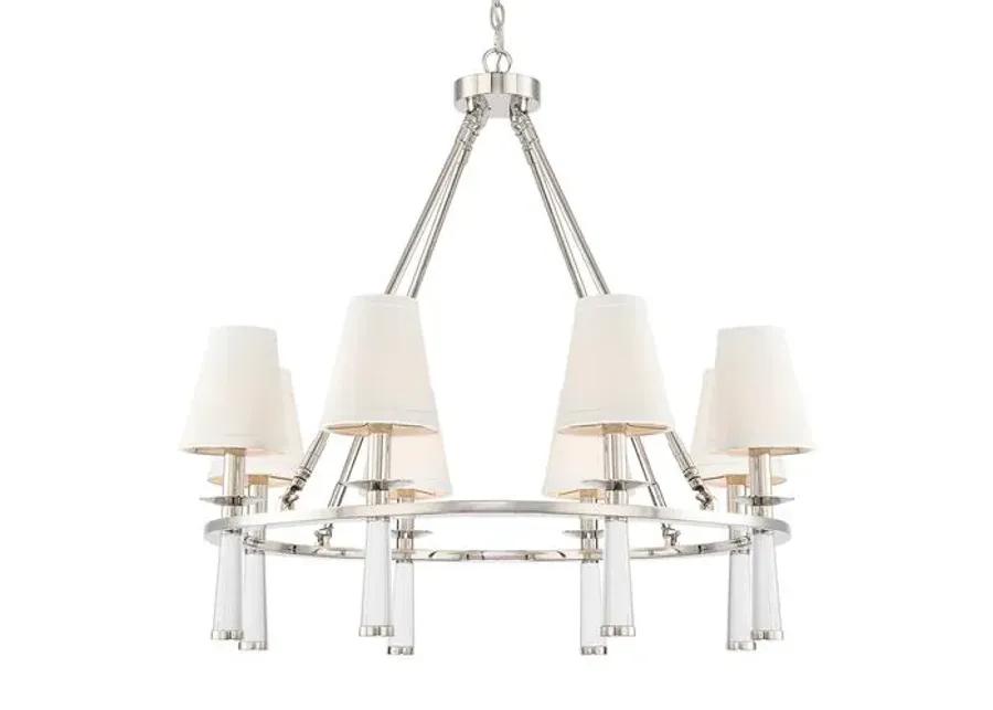 Baxter 8-Light Chandelier - Polished Nickel - Crystorama - Silver