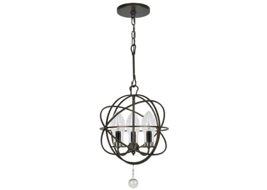 Solaris Outdoor 3-Light Chandelier - Bronze - Crystorama - Black