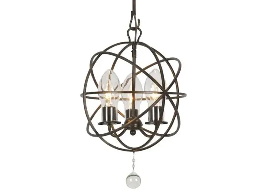 Solaris Outdoor 3-Light Chandelier - Bronze - Crystorama - Black