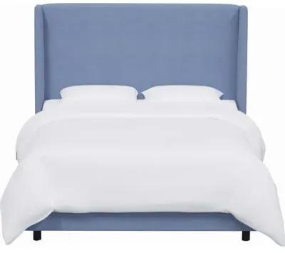 Kelly Wingback Bed - Handcrafted - Blue