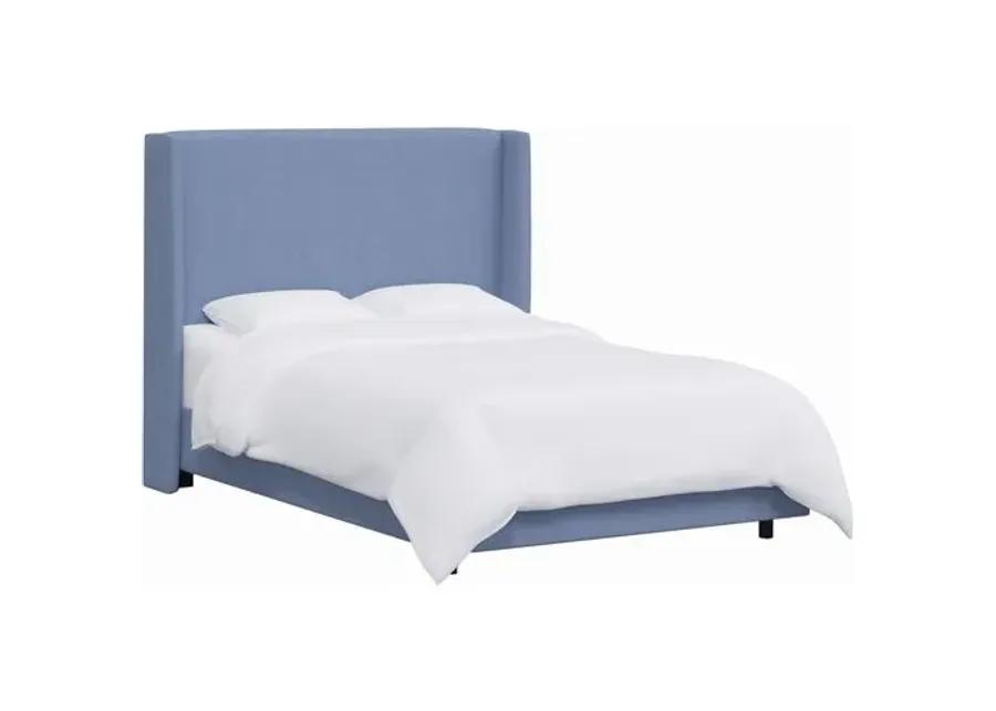 Kelly Wingback Bed - Handcrafted - Blue