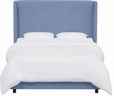 Kelly Wingback Bed - Handcrafted - Blue