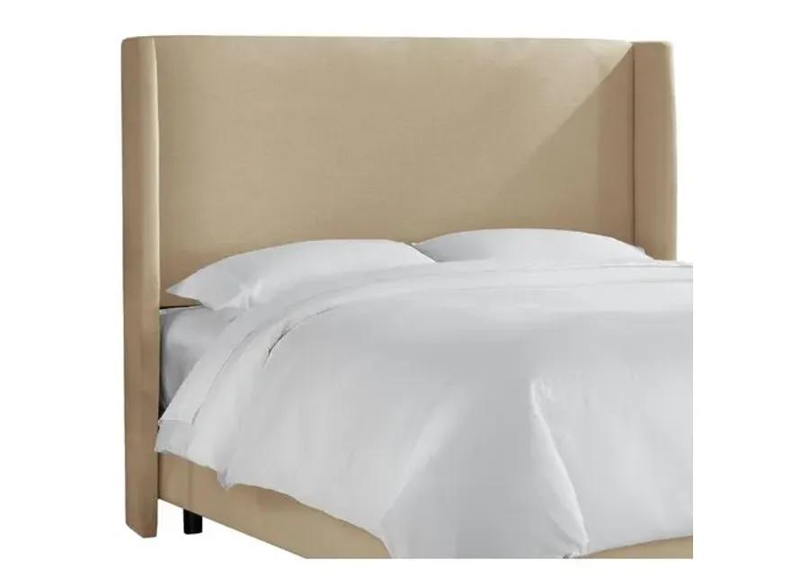 Kelly Wingback Bed - Handcrafted - Beige