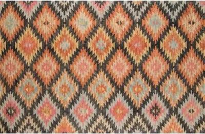 Claret Hand-Hooked Rug - Black - Orange - Orange