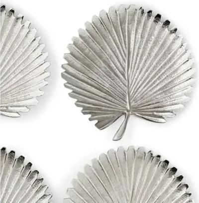 Set of 4 Fan Leaf Coasters - Silver